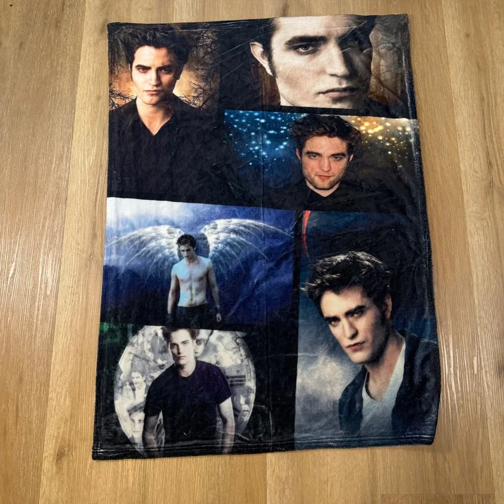 Twilight Saga Edward Cullen Fleece Throw Blanket Robert Pattinson Collage 40x28
